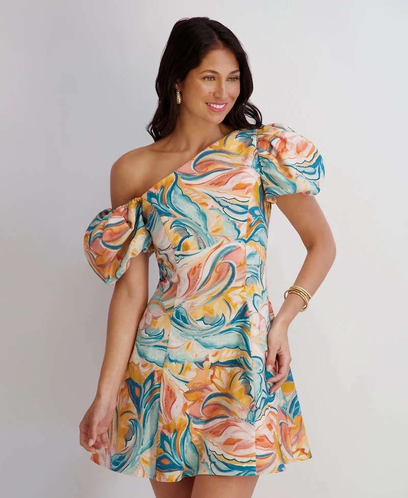 Kensie Women's Off-The-Shoulder Printed Short Dress