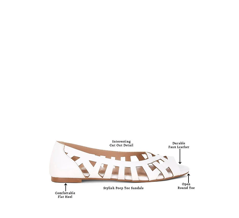 London Rag Moira Woven Peep Toe Flats Women