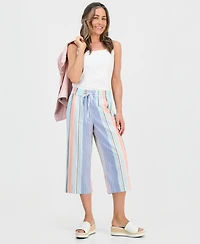 Style & Co Petite Noyma Stripe Wide-Leg Capri Pants, Macy's Exclusive
