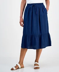 Style & Co Petite Cotton Gauze Midi Skirt, Macy's Exclusive