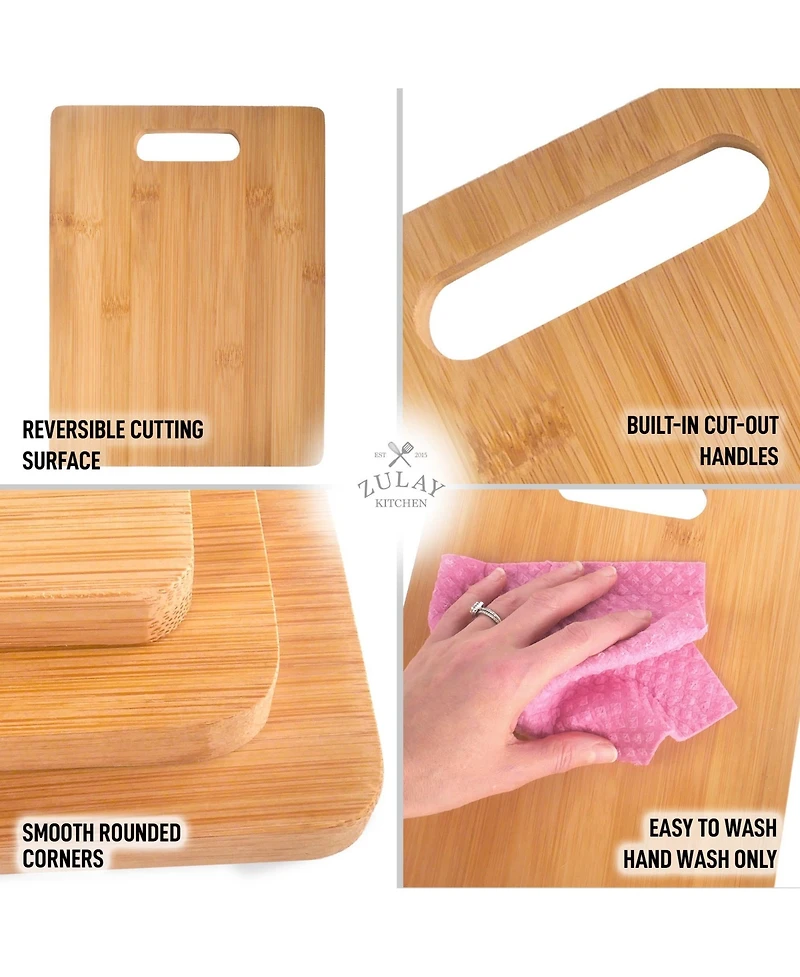 Bamboo Wooden Cutting Boards - Premium 3-Piece Set