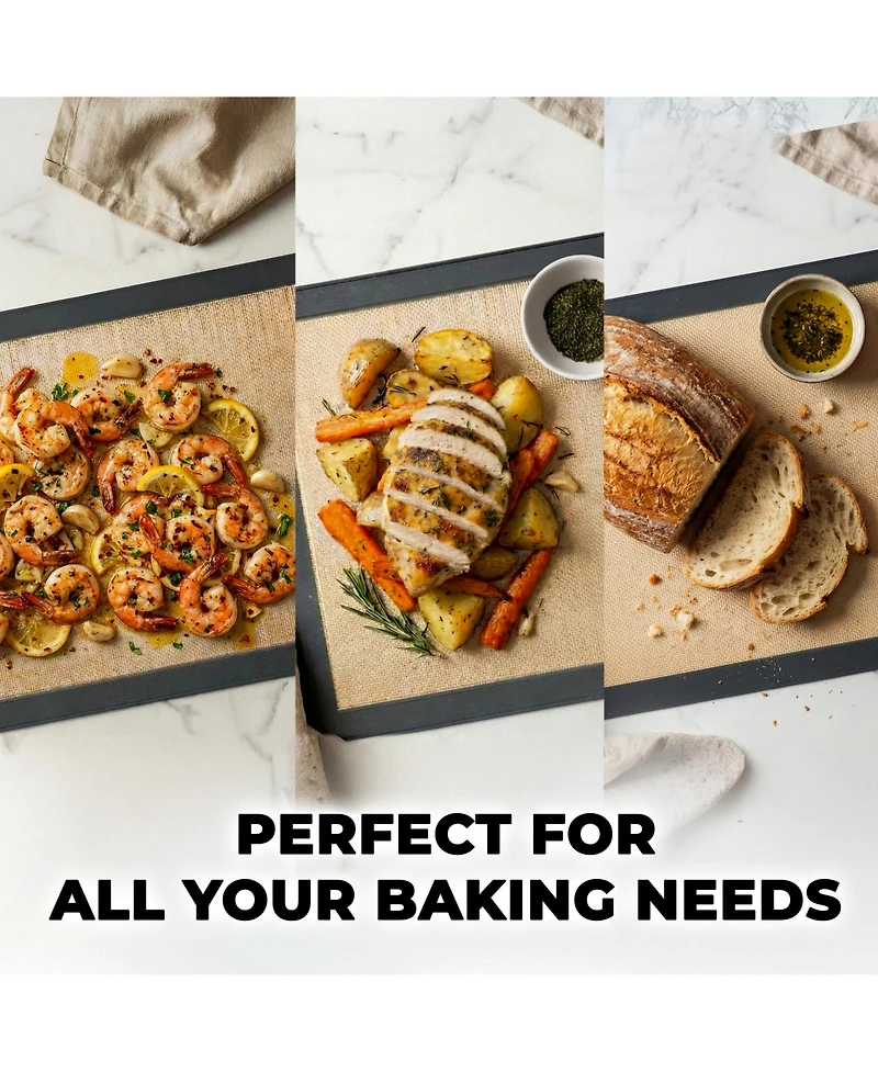 Zulay Kitchen (2 Pack) Silicone Baking Mat Sheet Set - Reusable Baking Mat Nonstick