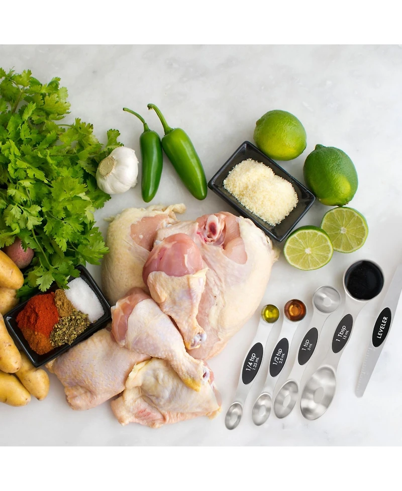 Premium Stainless Steel Magnetic Measuring Spoons, 8 Piece Set with Leveler