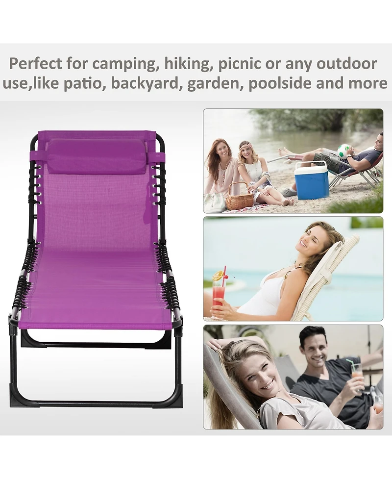 Outsunny Outdoor Folding Chaise Lounge Chair Portable Lightweight Reclining Garden Sun Lounger with 4-Position Adjustable Backrest for Patio, Deck, an