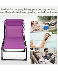 Outsunny Outdoor Folding Chaise Lounge Chair Portable Lightweight Reclining Garden Sun Lounger with 4-Position Adjustable Backrest for Patio, Deck, an