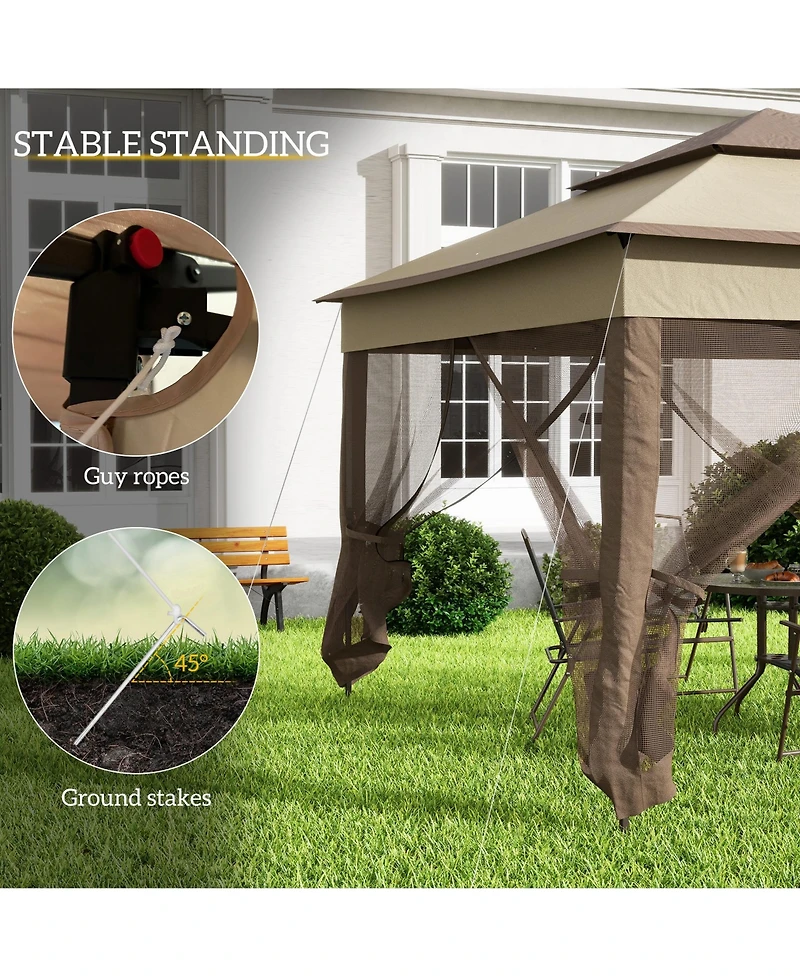 Outsunny 11' x 11' Pop Up Gazebo Outdoor Canopy Shelter with 2-Tier Soft Top, and Removable Zipper Netting, Event Tent with Large Shade