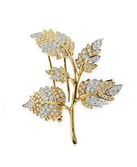 Pre-Owned Tiffany & Co Yellow Gold and Platinum Diamond 5 Leaf Schlumberger Brooch