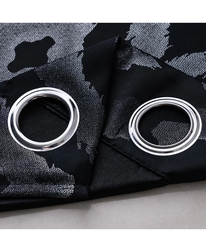 Rt Designers Collection Heathrow Halo Foil Blackout Polyester Window Curtain Grommet Panel 52" x 84