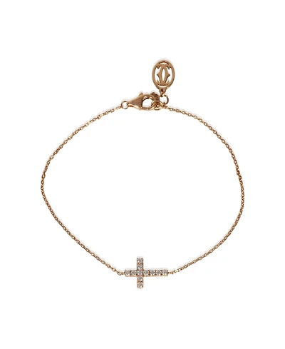 Pre-Owned Cartier Rose Gold Diamond Symbols Cross Bracelet