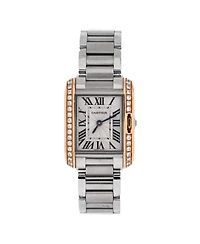 Pre-Owned Cartier Tank Anglaise Quartz Watch in Stainless Steel and Rose Gold with Diamond Bezel 23mm