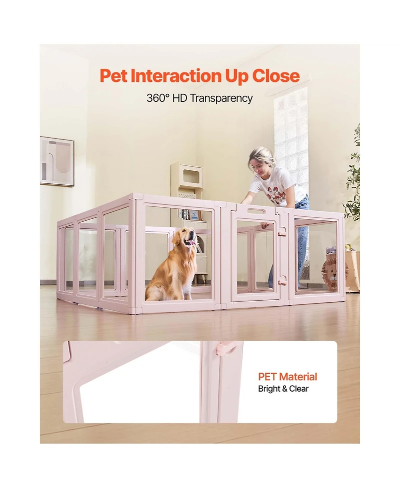 Aostirmotor 60" Dog Whelping Box with Transparent Window Playpen for X-Large Dogs