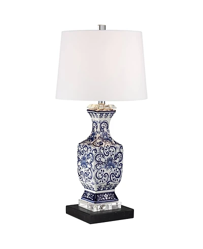 Barnes & Ivy 28" Tall Iris Asian Floral Jar Table Lamp with Marble Base