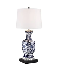 Barnes & Ivy 28" Tall Iris Asian Floral Jar Table Lamp with Marble Base