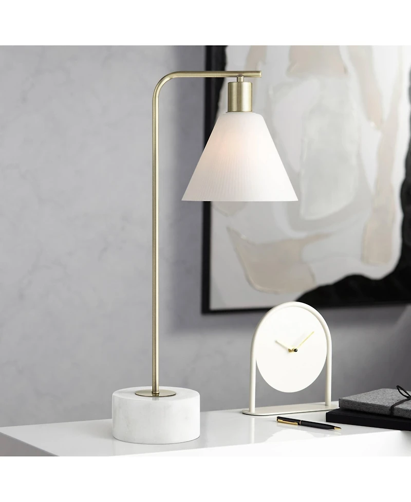 360 Lighting Bella 24 1/2" High Brass and Marble Arc Table Lamp with Dimmer