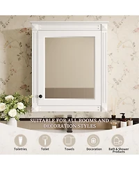 Busdays 24" x 27" Wall Mounted Bathroom Storage Cabinet with Mirror, Medicine Cabinet with Adjustable Shelf, Over the Toilet Space Saver