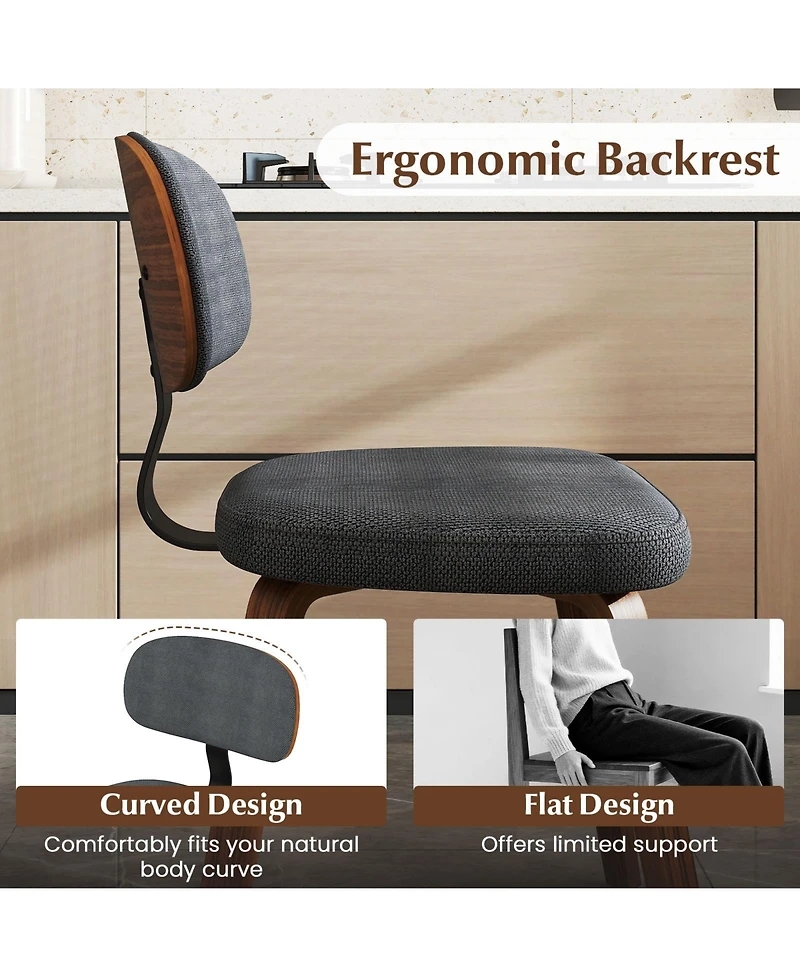 Gymax Dining Chairs Set of 2 w/Curved Backrest Padded Seat for Room Living