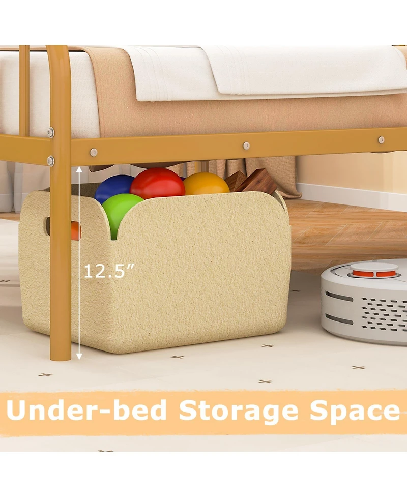 Gouun Bed Frame with Headboard and Safety Side Guardrails