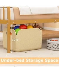 Gouun Bed Frame with Headboard and Safety Side Guardrails