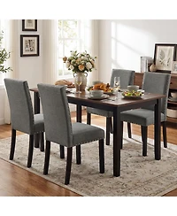 Gymax Wooden Dining Chairs Set of 4 w/Solid Rubber Bent Wood Legs for Dining Room