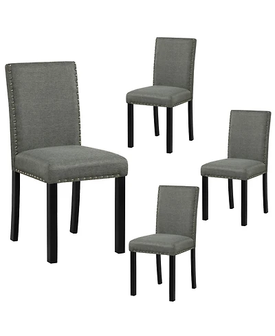 Gymax Wooden Dining Chairs Set of 4 w/Solid Rubber Bent Wood Legs for Dining Room