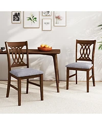 Gymax Dining Chairs Set of w/Padded Seat Hollowed Backrest and Rubber Wood Frame