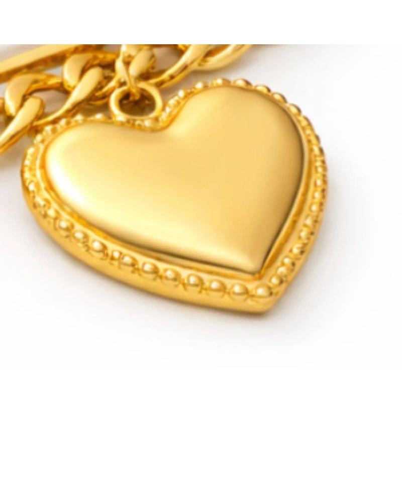 Rebl Jewelry Heart Charm Layered Bracelet Stainless Steel