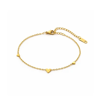 Rebl Jewelry Dainty Heart Station Bracelet Stainless Steel