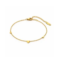 Rebl Jewelry Dainty Heart Station Bracelet Stainless Steel