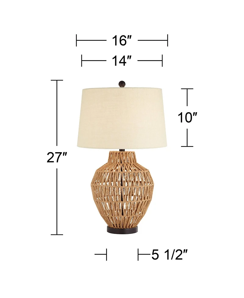 360 Lighting San Marcos 27" Tall Modern Coastal Table Lamps Set of 2 Wicker Metal Living Room Bedroom