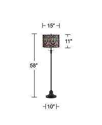 360 Lighting Dyna 58" High and Bohemian Embroidered Shade 2-Light Floor Lamp