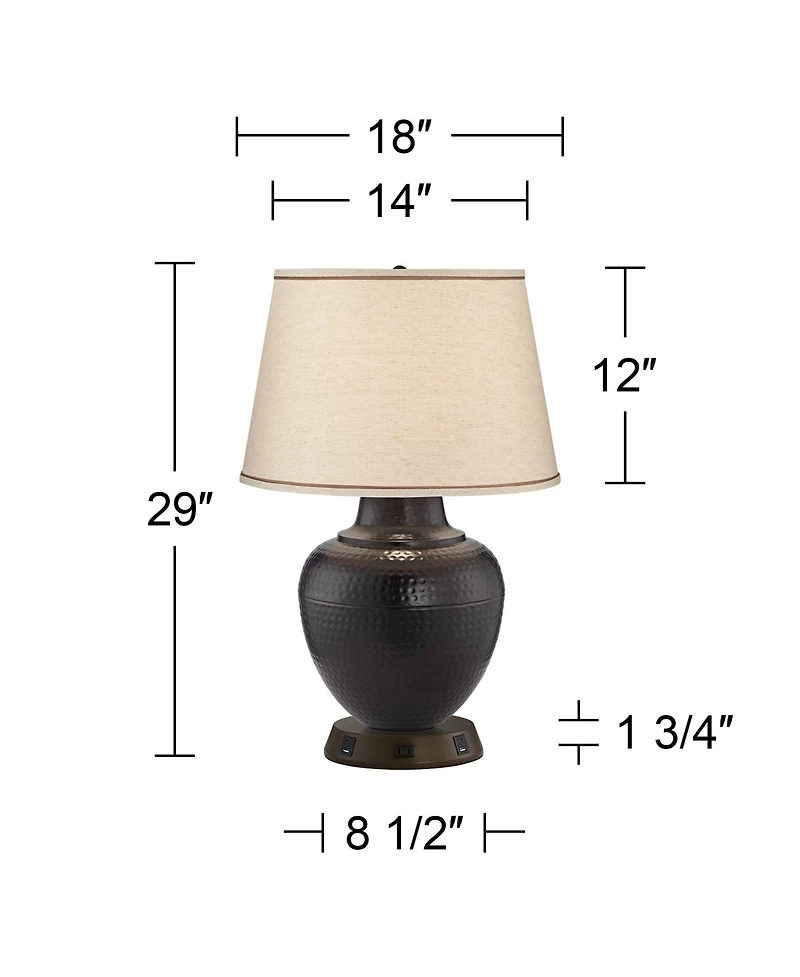 Barnes and Ivy Rustic Farmhouse Table Lamp 27 1/4" Tall with Usb and Ac Power Outlet