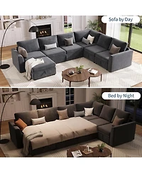 gaomon Sectional Sleeper Sofa with Pull-Out Bed