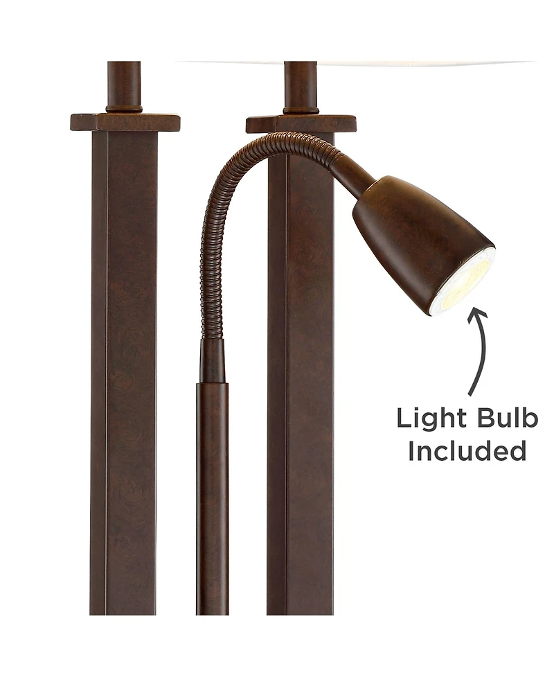 Possini Euro Design Deacon 26" High Industrial Desk Lamps Set of 2 Usb Port Ac Power Outlet Gooseneck Bronze Finish Metal Charging
