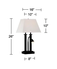 Possini Euro Design Deacon 26" High Industrial Desk Lamps Set of 2 Usb Port Ac Power Outlet Gooseneckk Metal Charging