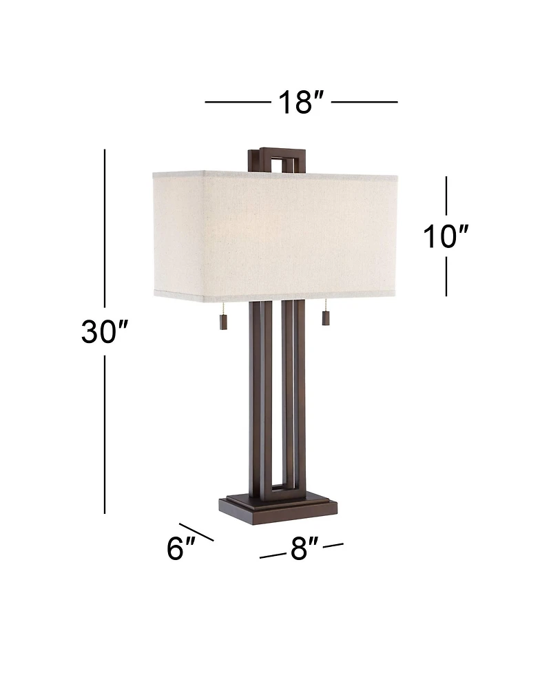 Possini Euro Design Gossard 30" Tall Large Industrial End Table Lamps Set of 2 Pull Chain Bronze Finish Metal Living Room