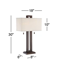 Possini Euro Design Gossard 30" Tall Large Industrial End Table Lamps Set of 2 Pull Chain Bronze Finish Metal Living Room