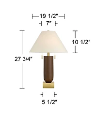 Possini Euro Design Madera 27 3/4" Brass and Wood Usb Table Lamp Set of 2