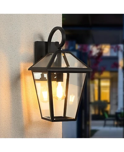 Flynama 10" 2pcs Outdoor Wall Lanterns, Weatherproof Wall Sconce with Clear Glass Panels