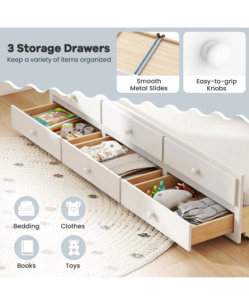 Sugift Full Bed Frame with Trundle and Storage Drawers
