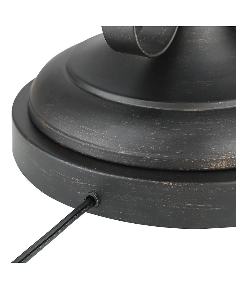 Franklin Iron Works Industrial Rustic Farmhouse Floor Lamp 70" Tall with Riser 3-Light Wavy Amber Art Glass Shade for Living Room Reading