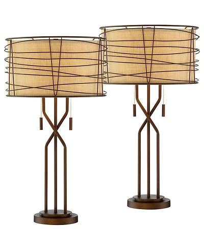 Franklin Iron Works Marlowe 28 3/4" Tall Farmhouse Modern End Table Lamps Set of 2