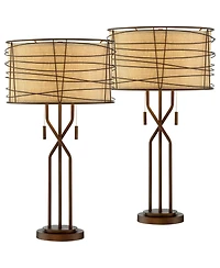 Franklin Iron Works Marlowe 28 3/4" Tall Farmhouse Modern End Table Lamps Set of 2