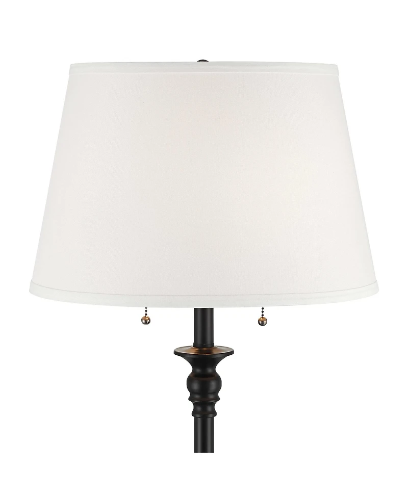 360 Lighting Spenser Traditional 58" Tall Standing Floor Lamp Skinny Pole Pull Chain Satin Metal Living Room Bedroom House