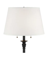 360 Lighting Spenser Traditional 58" Tall Standing Floor Lamp Skinny Pole Pull Chain Satin Metal Living Room Bedroom House