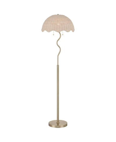 Possini Euro Design Possini Euro Brella 58"H Gold Rattan 2-Light Pull-Chain Floor Lamp