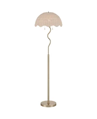 Possini Euro Design Possini Euro Brella 58"H Gold Rattan 2-Light Pull-Chain Floor Lamp