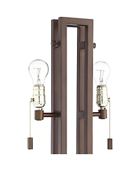 Possini Euro Design Gossard Modern Industrial Table Lamp 30" Tall Bronze with Usb Charging Port Rectangular Shade for Bedroom Living Room Office