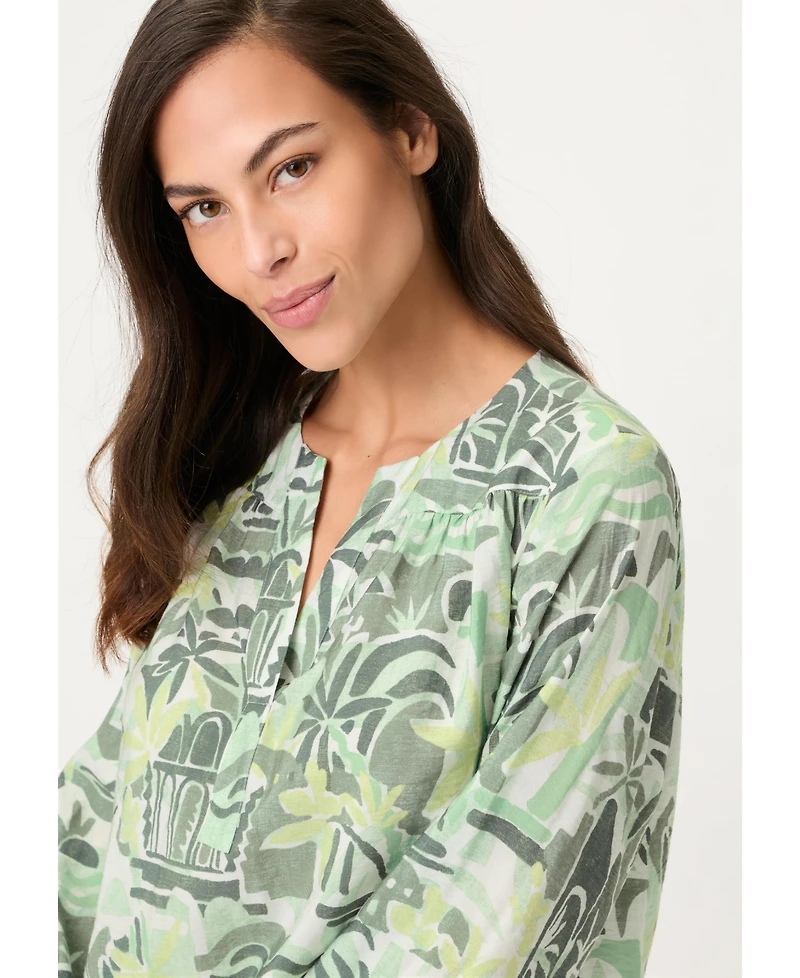 Olsen Women's Safari Print Tunic Blouse