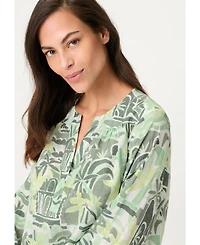 Olsen Women's Safari Print Tunic Blouse