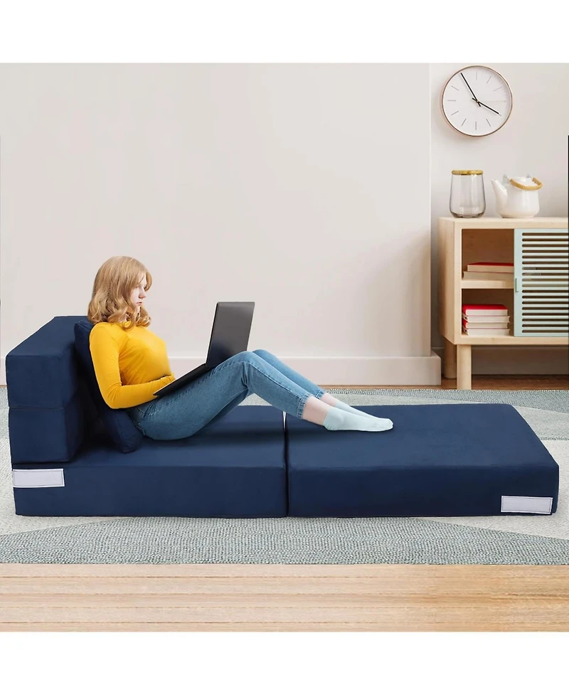 gaomon Convertible Folding Sofa Bed, Memory Foam Futon Sleeper with Pillow for Living Room and Guest Room